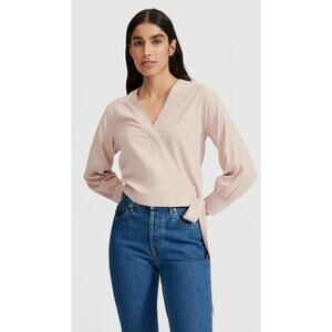 Everlane Washable Silk Wrap Top Pink Blush Size 6